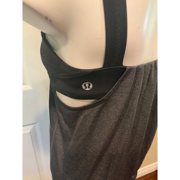 Lululemon Dark Gray Cinch Waist Tank Top W/ Sports Bra, Size 4 (US) - Picture 5 of 5